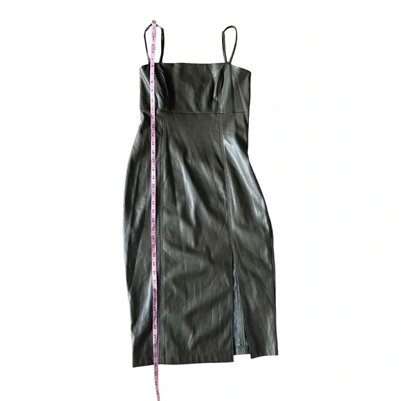 NWT Express Body Contour Faux Leather Cami Midi Dress Olive Green Small - Picture 13 of 13